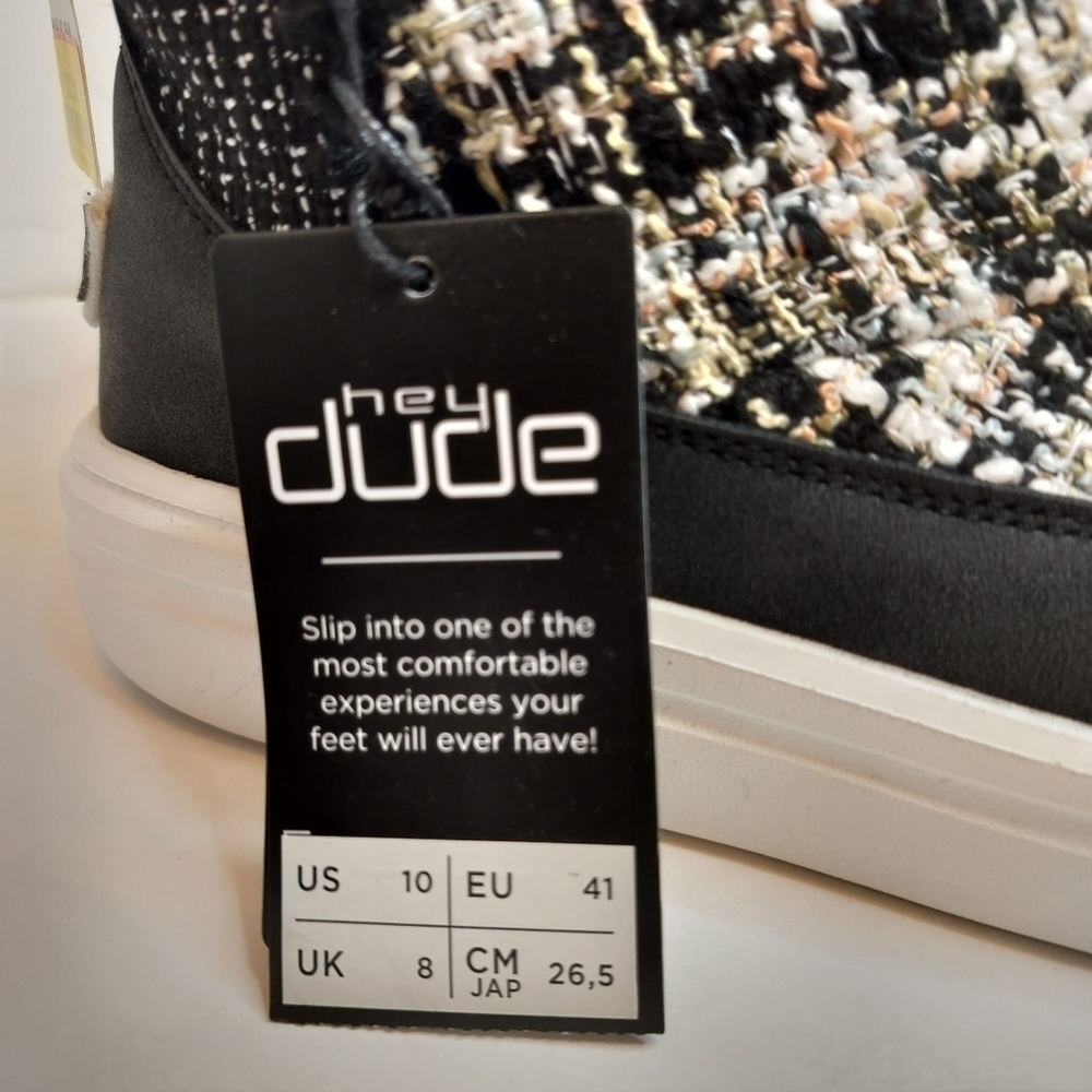 HEY‎ DUDE Mel Boucle Black Moc Boots Women's Faux Fur Lining Flat Sneaker Shoes - Picture 14 of 15